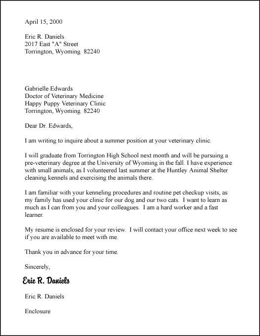 Example of Cover Letter